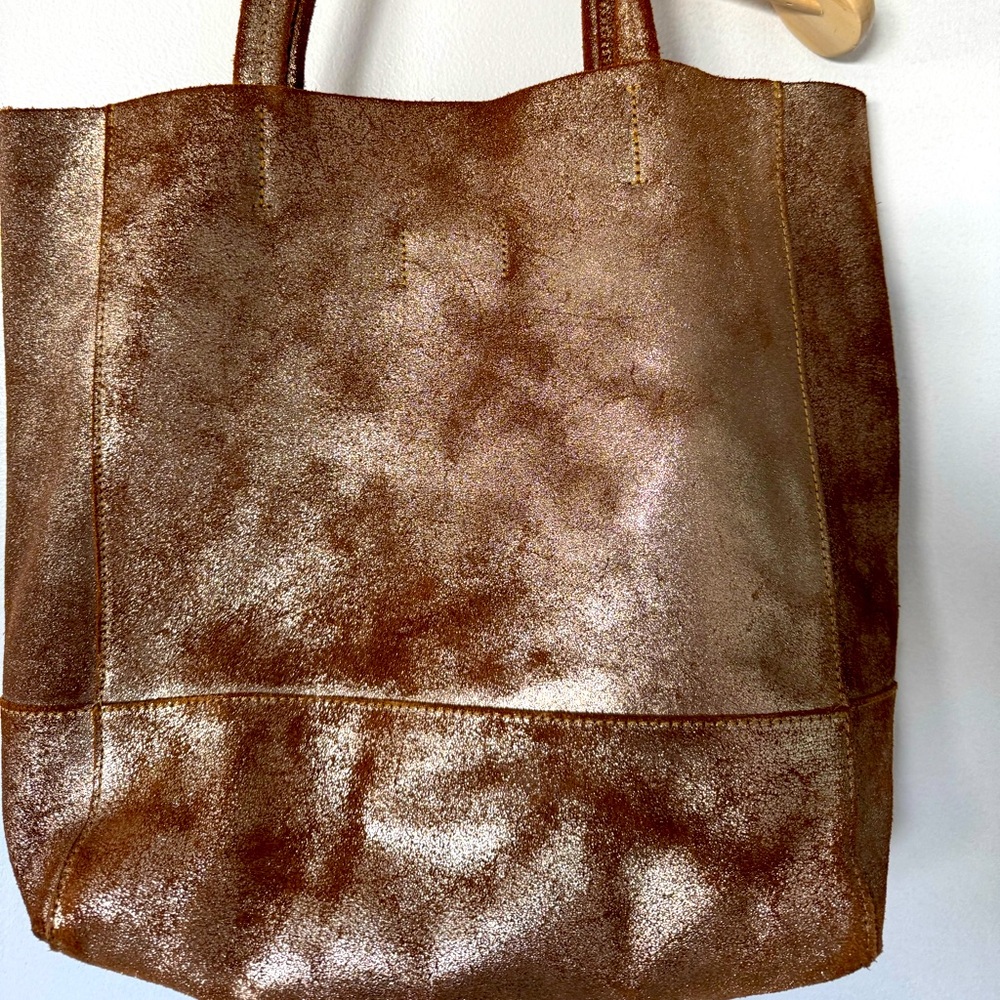 ZARA METALLIC LEATHER SHOPPER